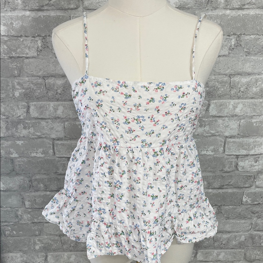 Ginatricot Floral Tank Top with Spaghetti Straps